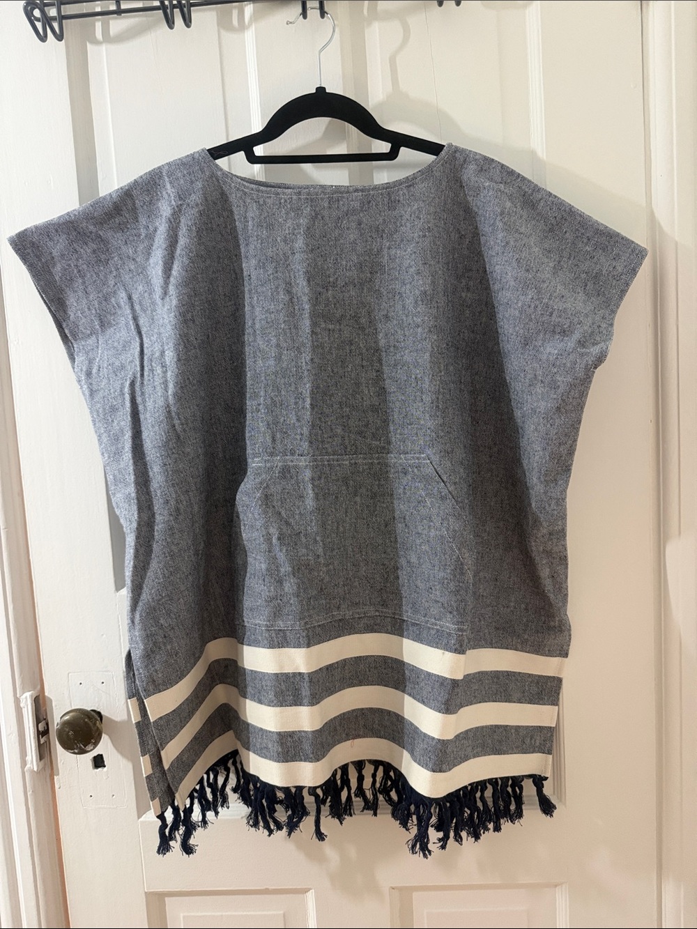 NWT Madewell Navy & Cream Textured Weave Top
